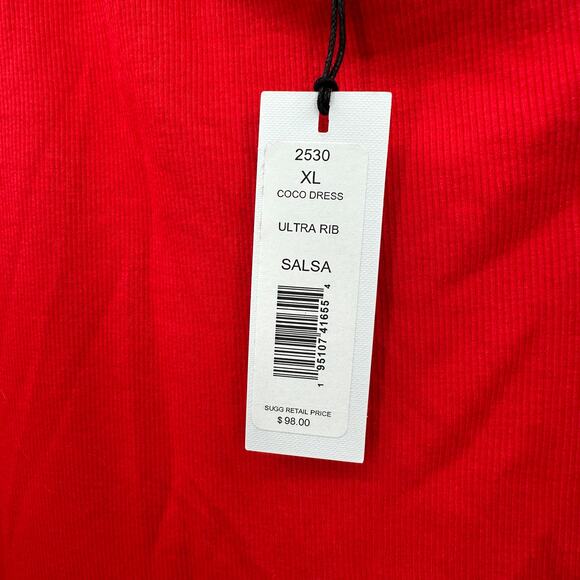 MICHAEL STARS NWT Coco One Shoulder Ribbed Midi Dress in Salsa Red // XL - Picture 10 of 11